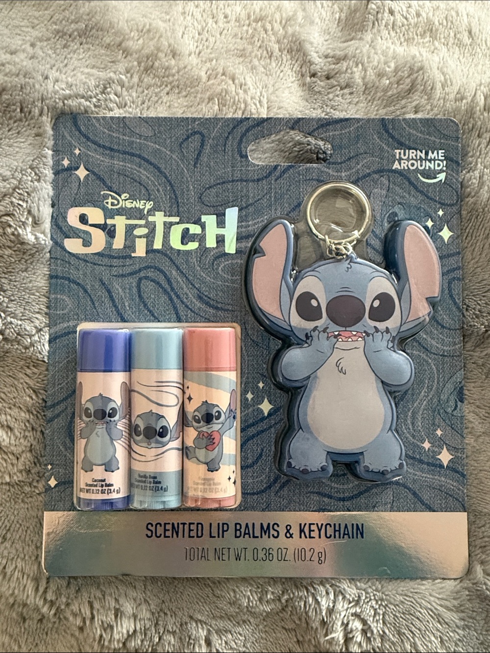 Disney Stitch Scented Lip Balm Trio with Blue Stitch Keychain
